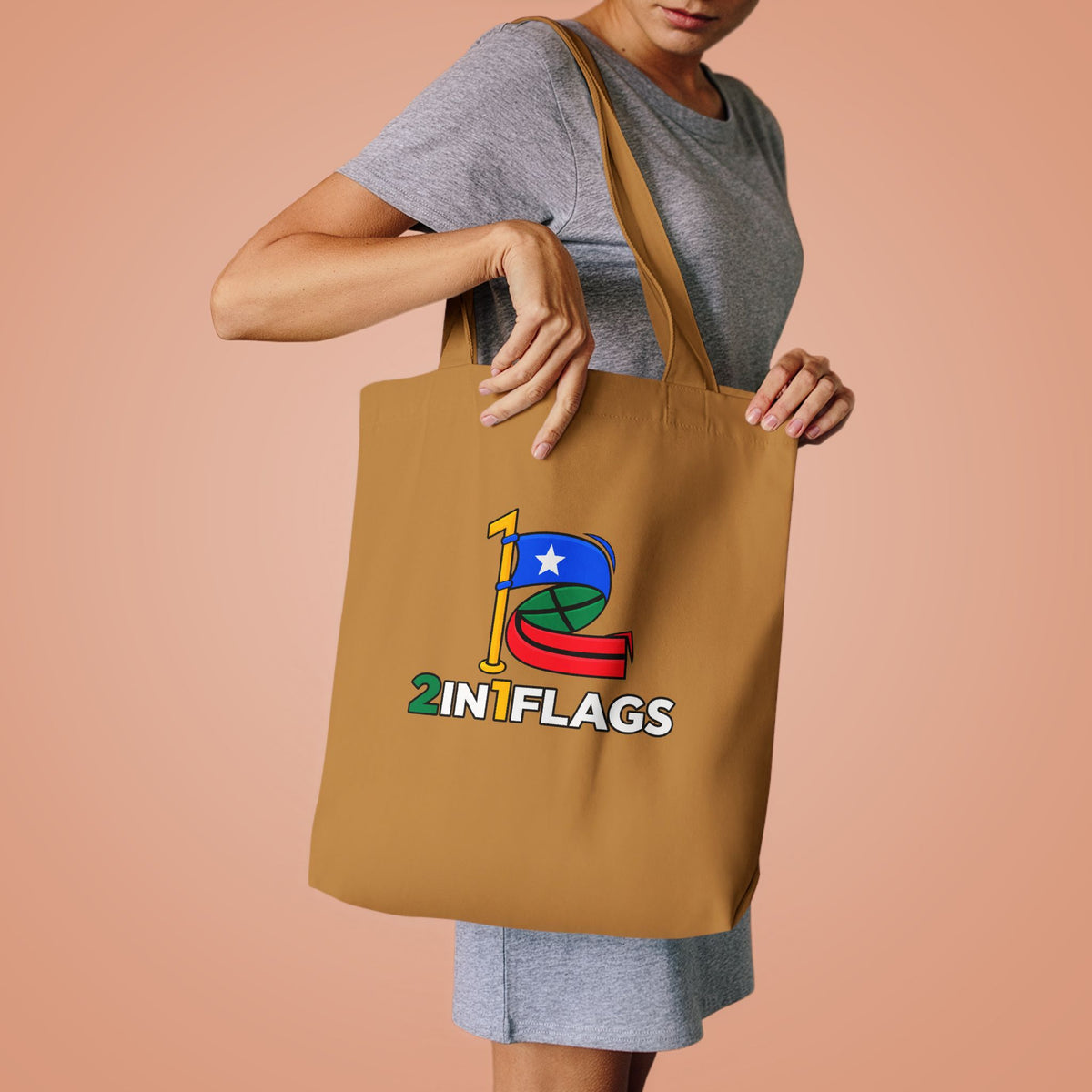 Custom 2in1 Flag Tote Bag with custom dual flag design