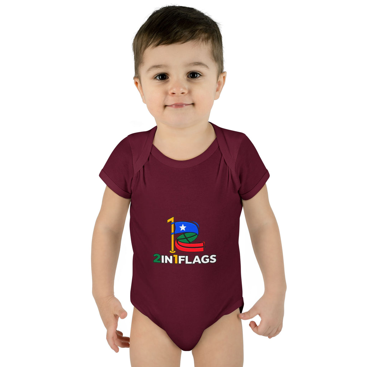 Custom 2in1 Flag Baby Bodysuit with custom dual flag design