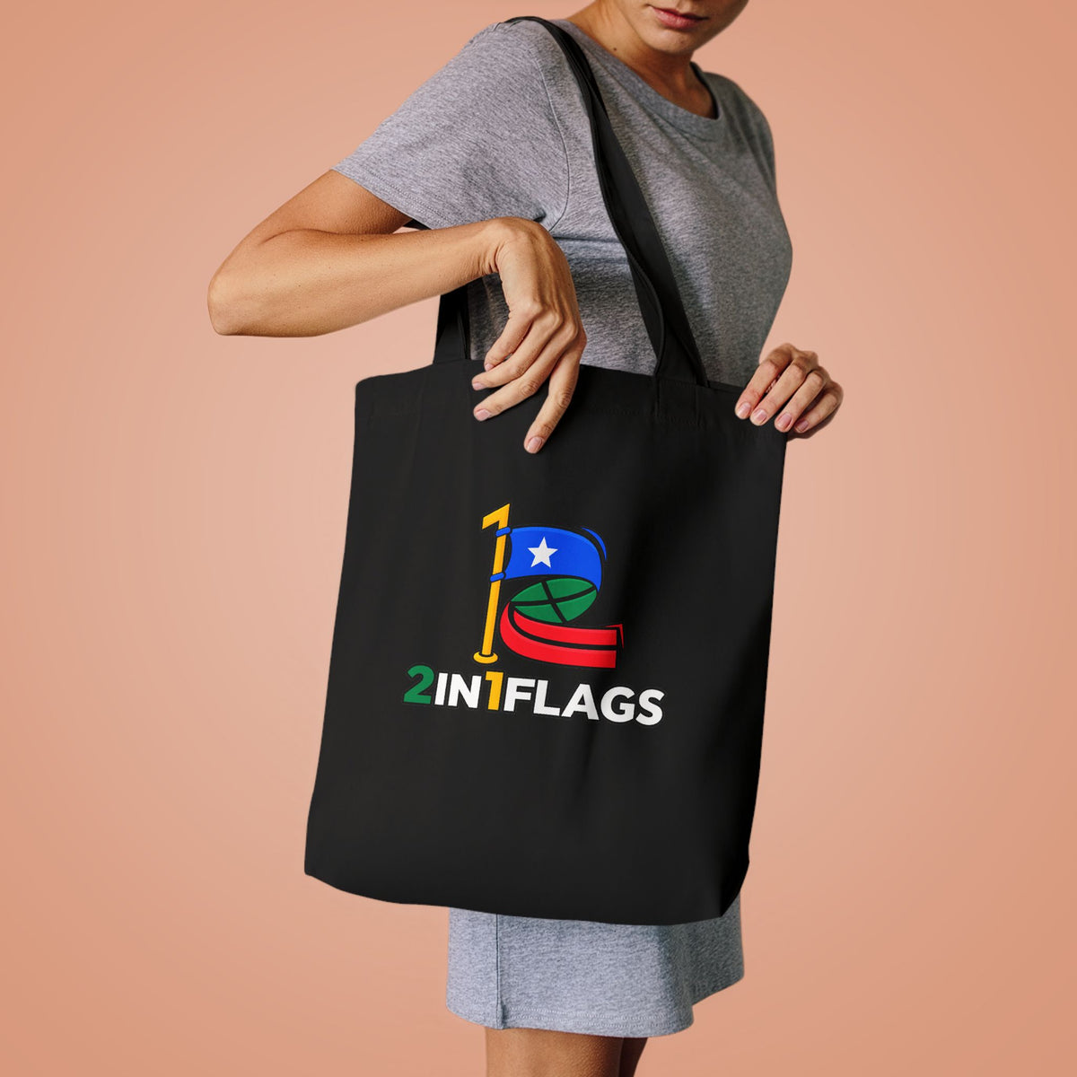 Custom 2in1 Flag Tote Bag with custom dual flag design