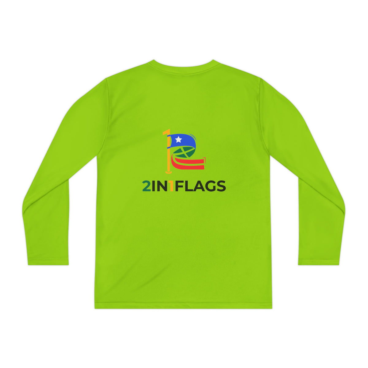 Custom 2in1 Flag Youth Long Sleeve Tee with custom dual flag design