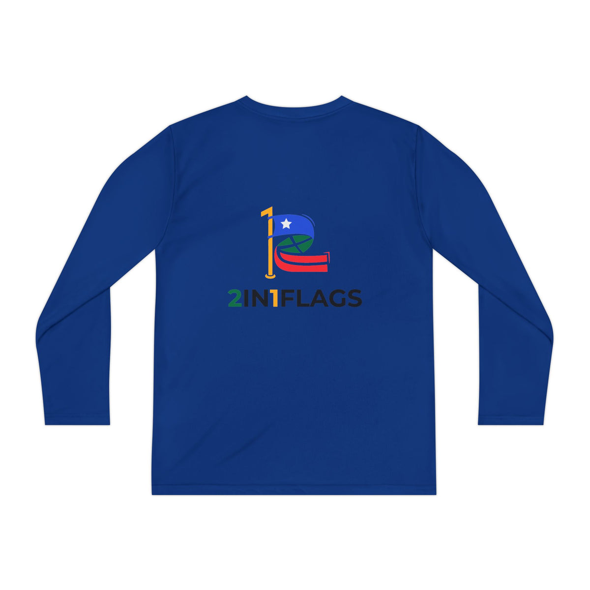 Custom 2in1 Flag Youth Long Sleeve Tee with custom dual flag design