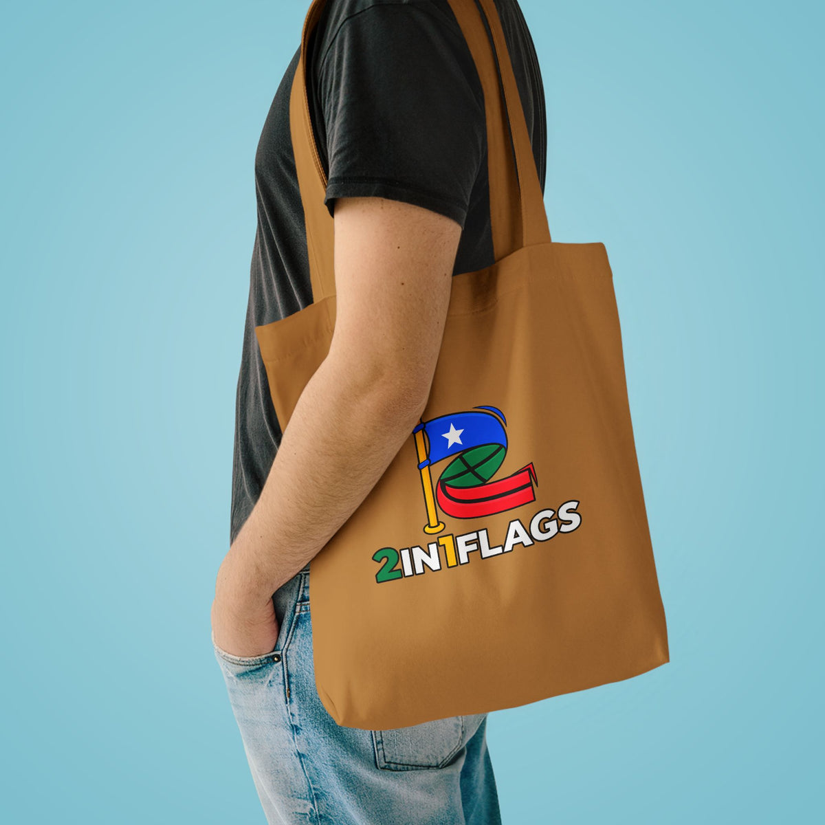 Custom 2in1 Flag Tote Bag with custom dual flag design