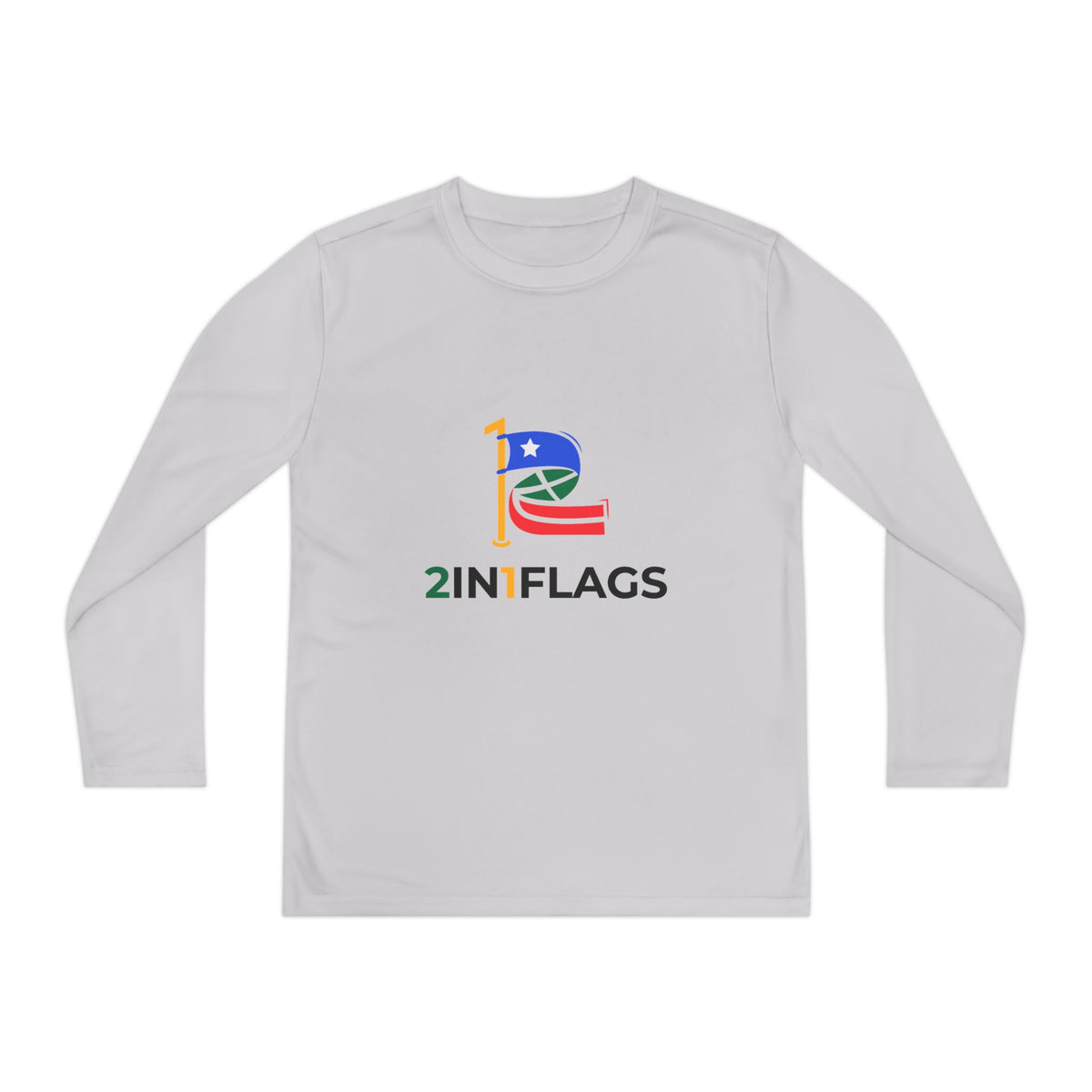 Custom 2in1 Flag Youth Long Sleeve Tee with custom dual flag design