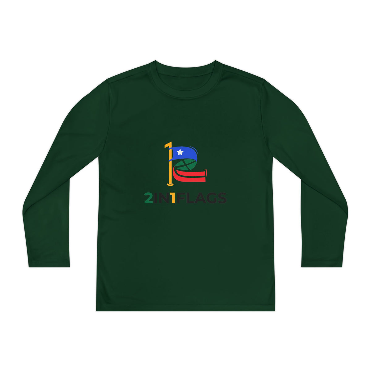 Custom 2in1 Flag Youth Long Sleeve Tee with custom dual flag design