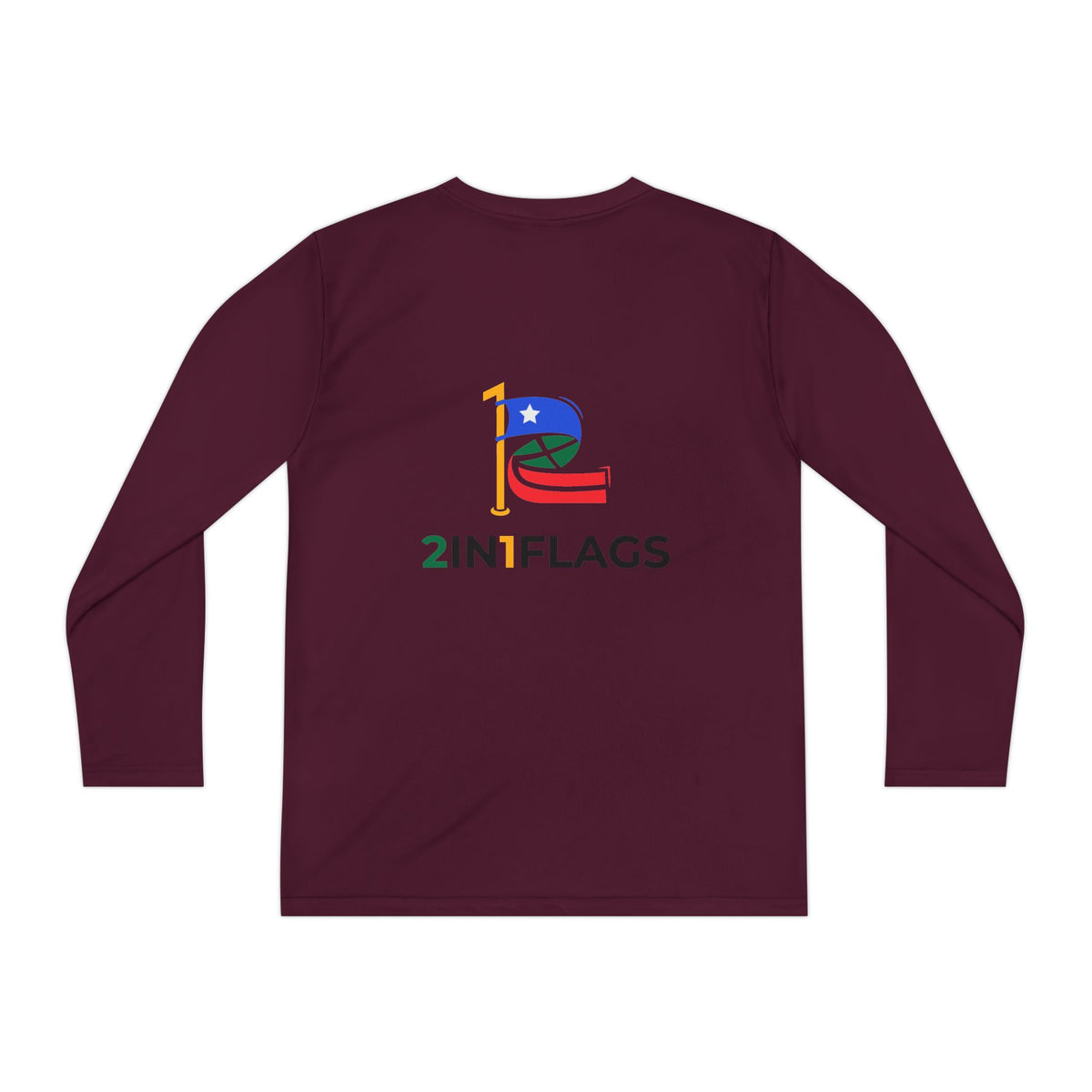 Custom 2in1 Flag Youth Long Sleeve Tee with custom dual flag design