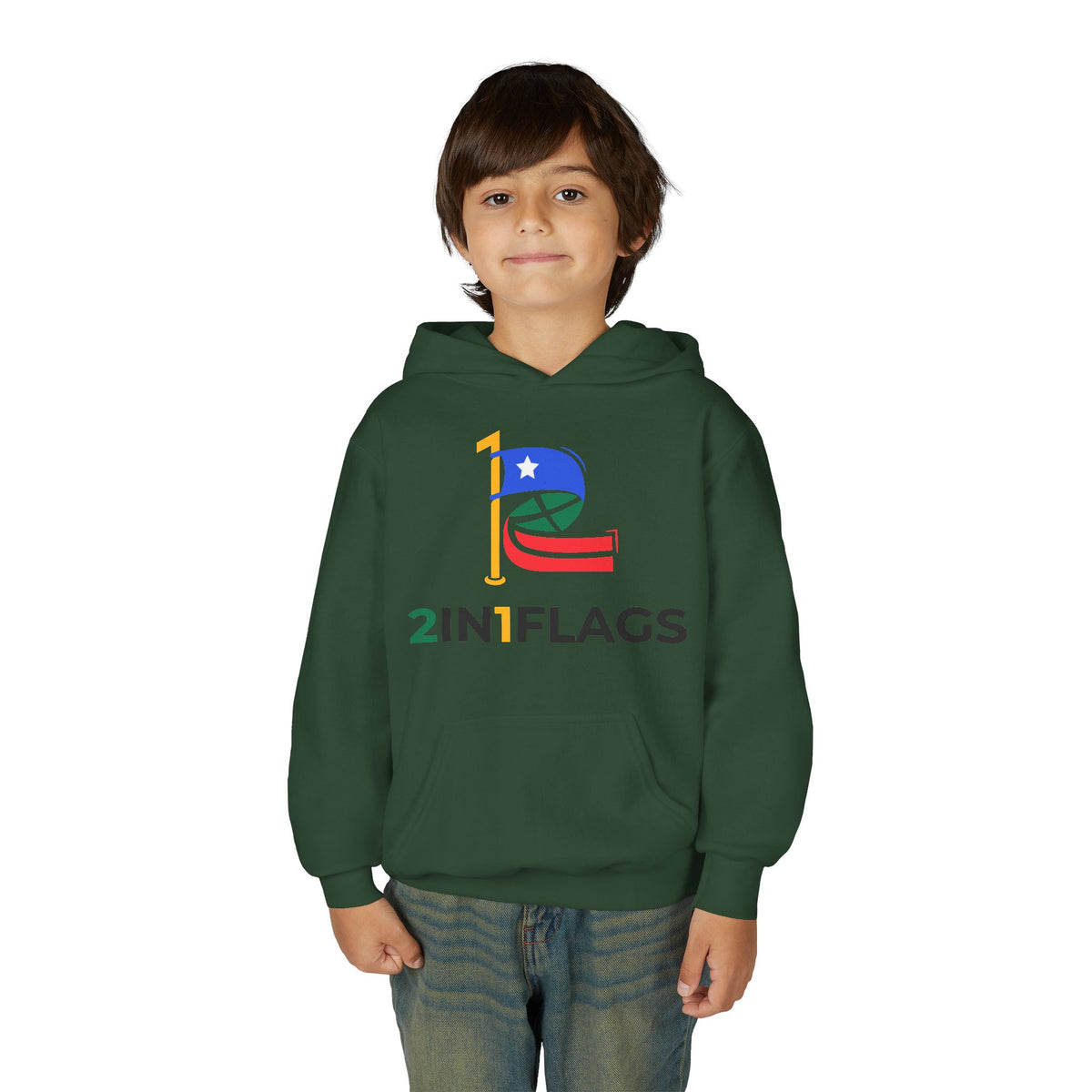 Custom 2in1 Flag Youth Hoodie with custom dual flag design