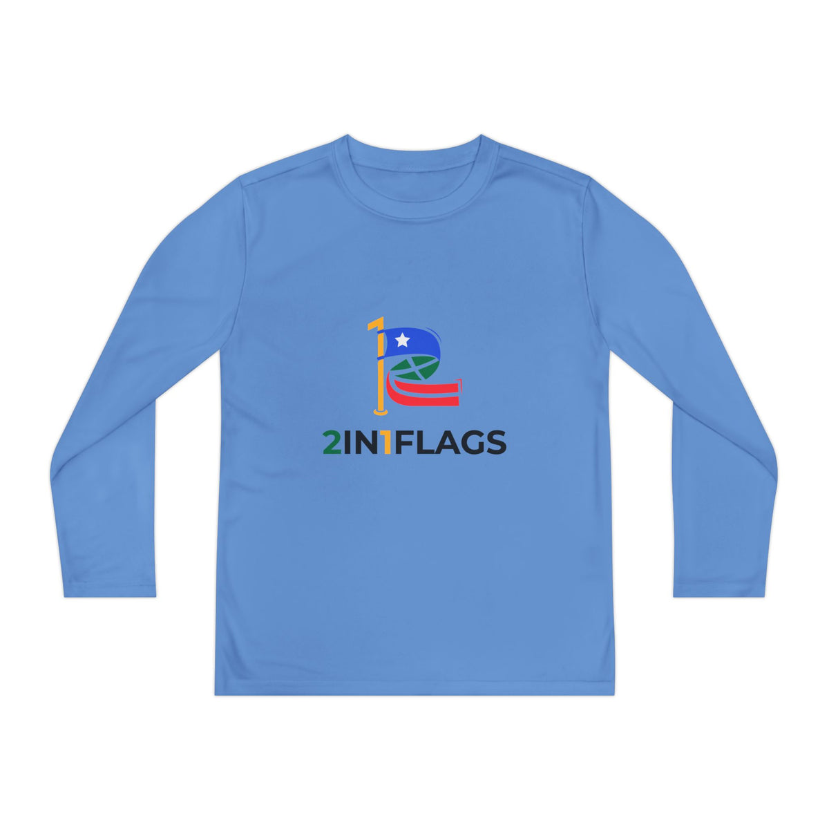 Custom 2in1 Flag Youth Long Sleeve Tee with custom dual flag design