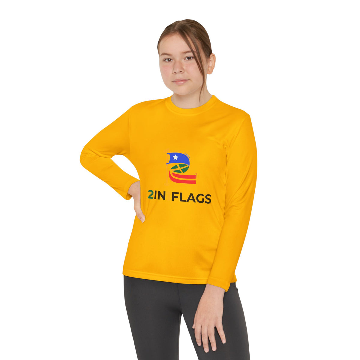Custom 2in1 Flag Youth Long Sleeve Tee with custom dual flag design