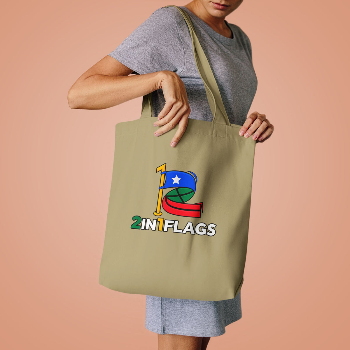 Custom 2in1 Flag Tote Bag with custom dual flag design