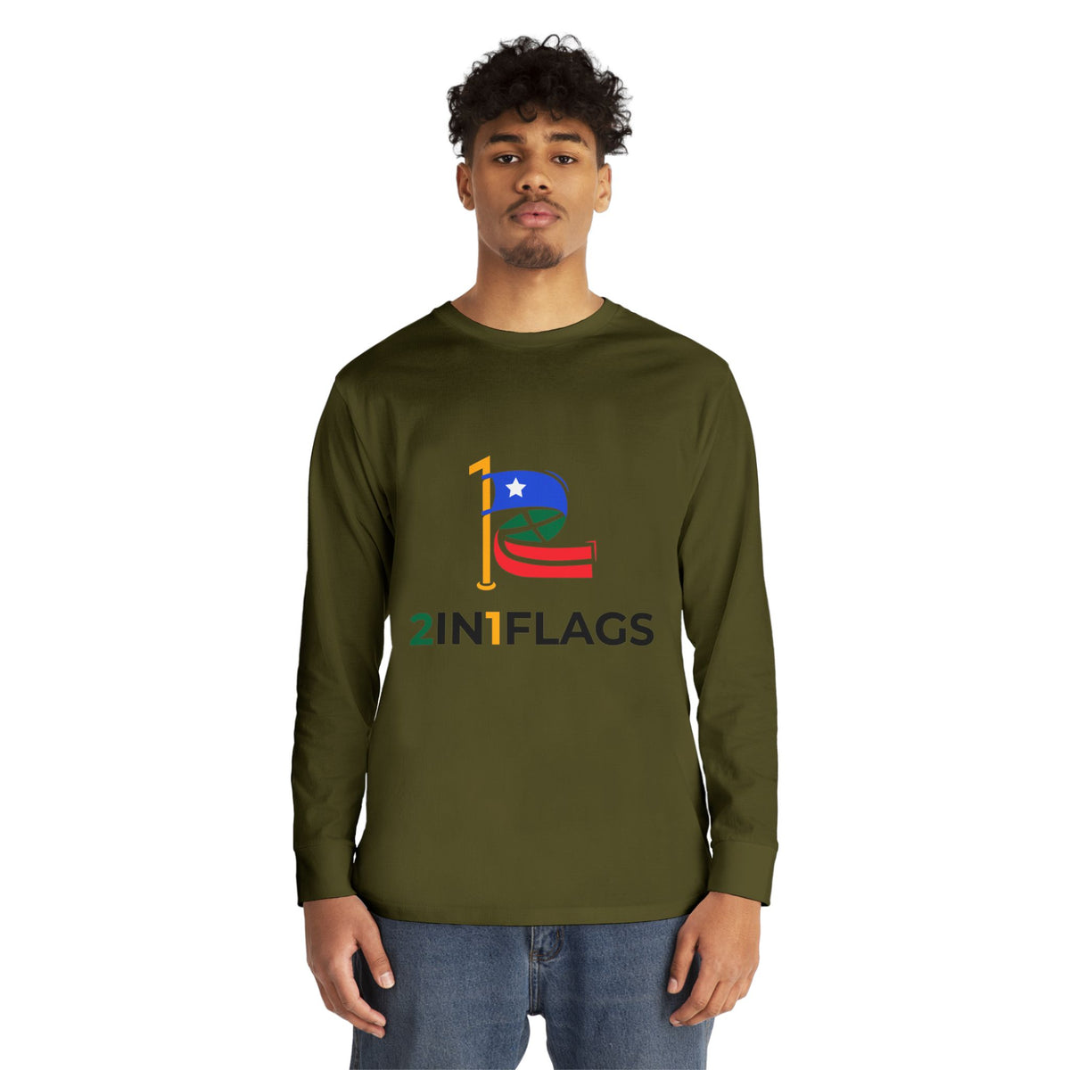 Custom 2in1 Flag Long Sleeve Tee with custom dual flag design
