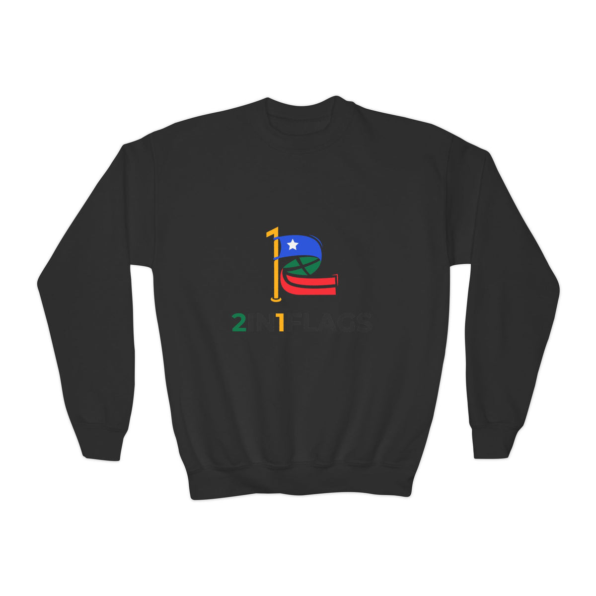 Custom 2in1 Flag Youth Crewneck Sweatshirt with custom dual flag design