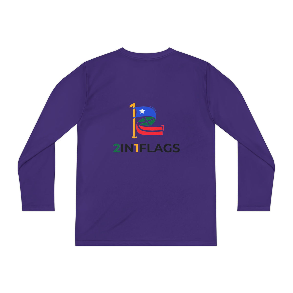 Custom 2in1 Flag Youth Long Sleeve Tee with custom dual flag design