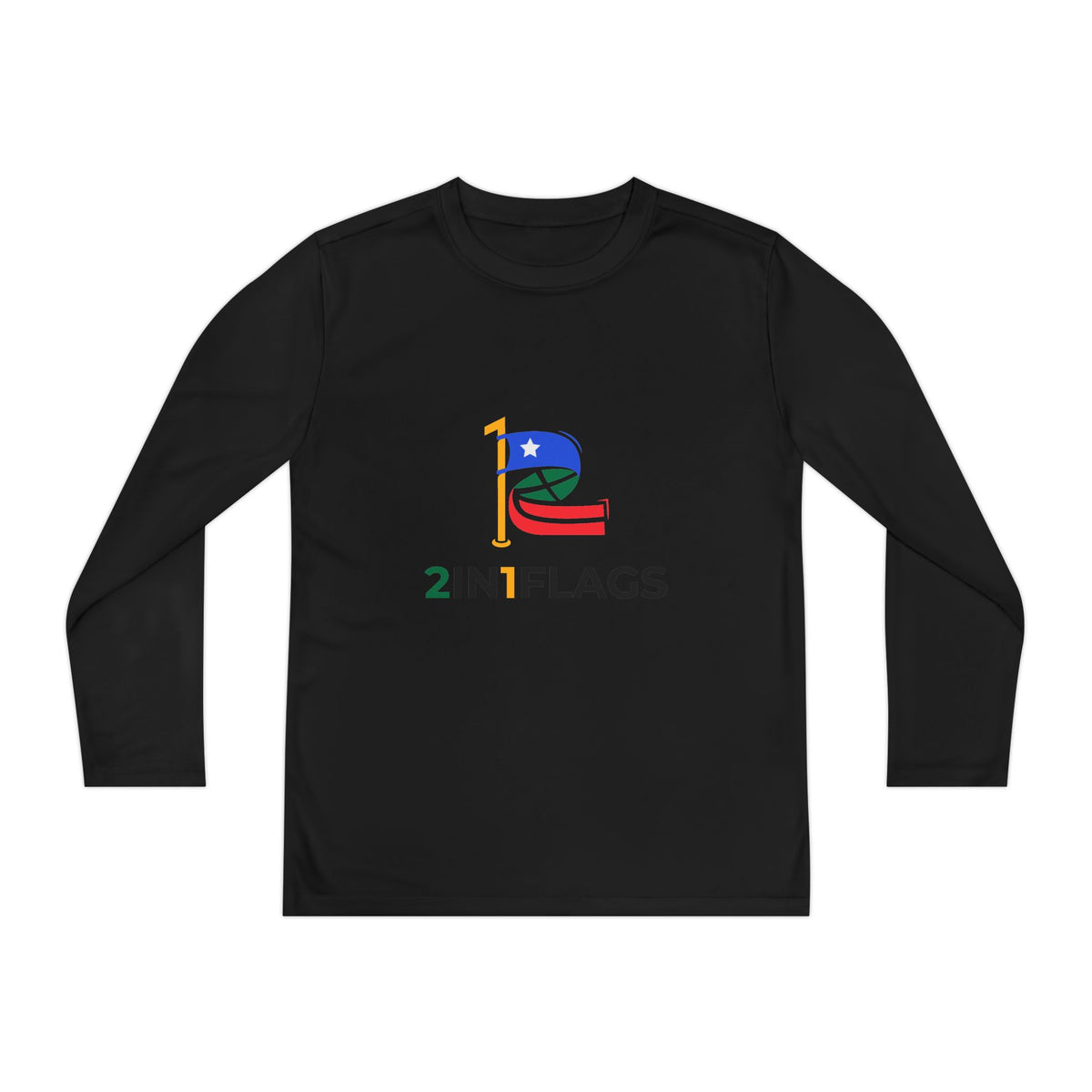 Custom 2in1 Flag Youth Long Sleeve Tee with custom dual flag design