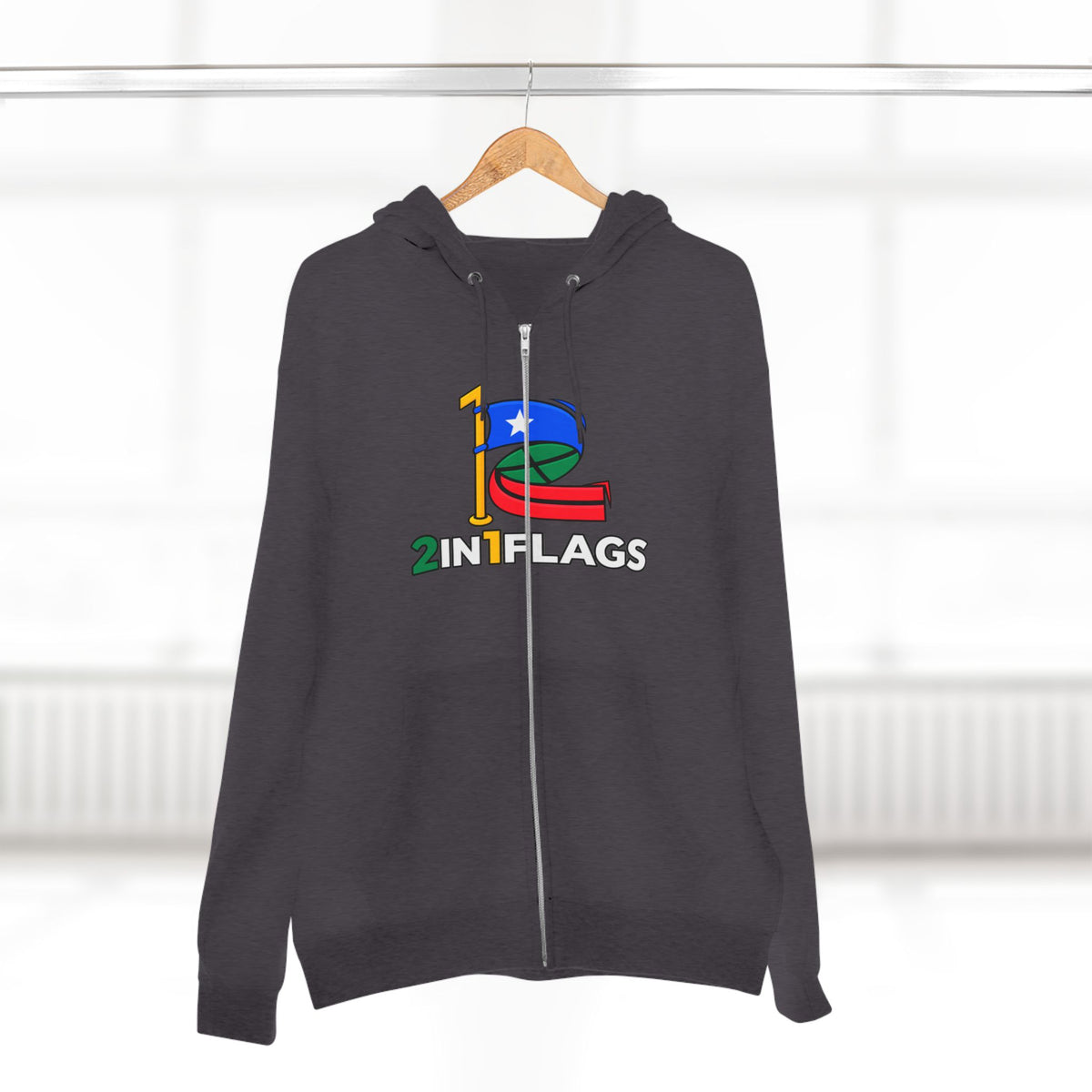 Custom 2in1 Flag Zip Hoodie with custom dual flag design