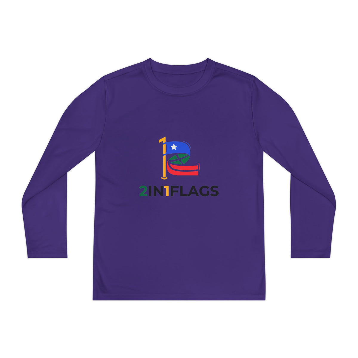 Custom 2in1 Flag Youth Long Sleeve Tee with custom dual flag design