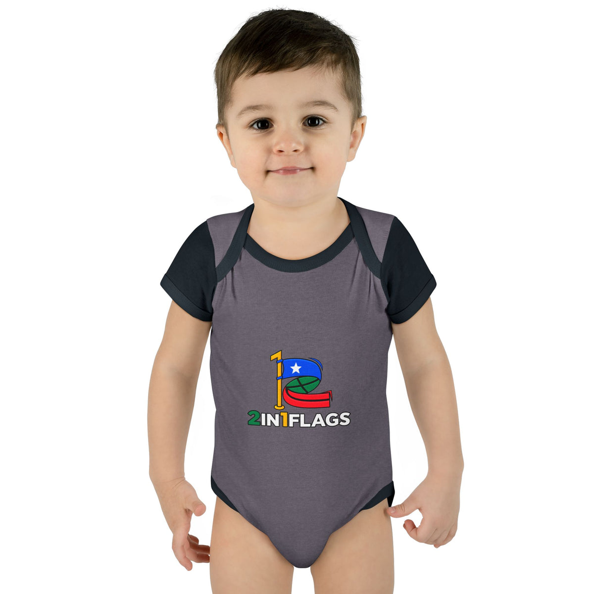 Custom 2in1 Flag Baby Bodysuit with custom dual flag design