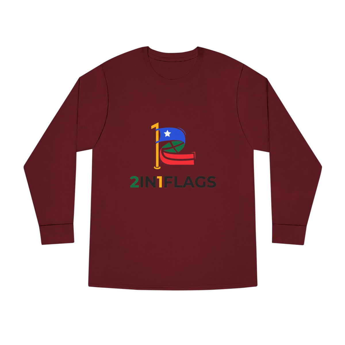Custom 2in1 Flag Long Sleeve Tee with custom dual flag design