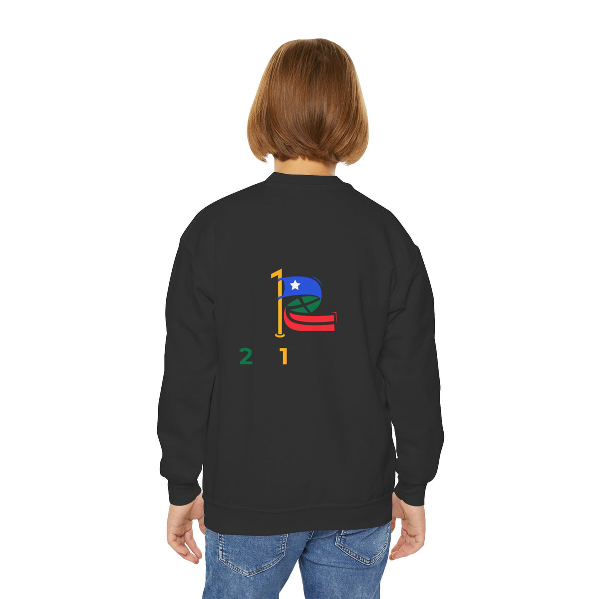 Custom 2in1 Flag Youth Crewneck Sweatshirt with custom dual flag design