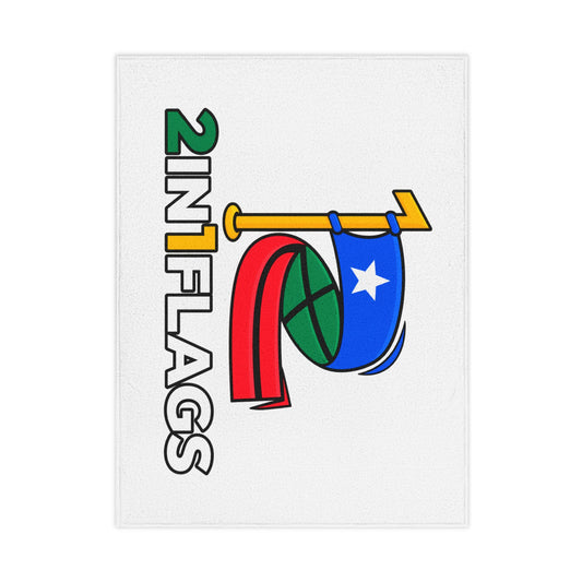 Custom 2in1 Flag Toddler Blanket in White with custom dual flag design