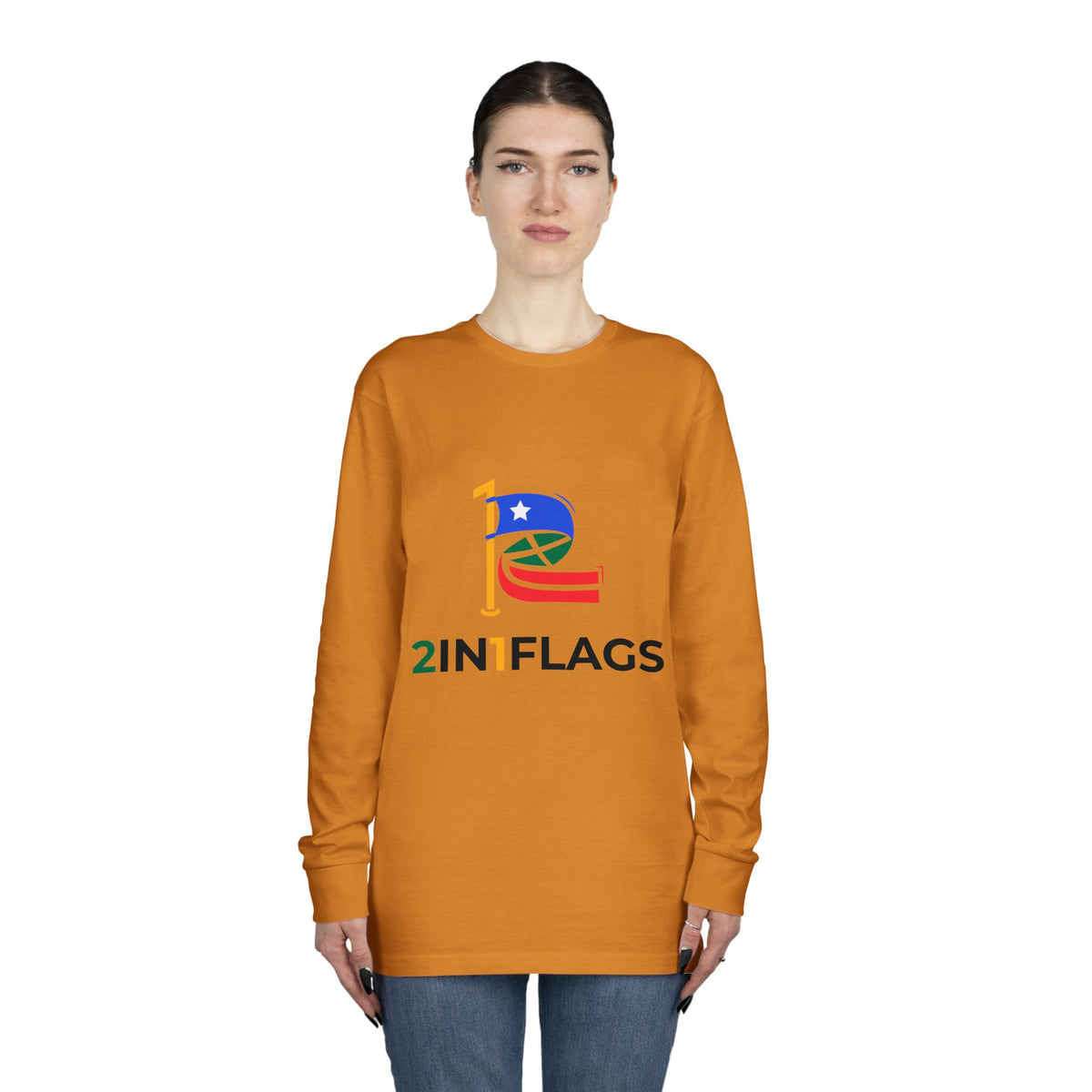 Custom 2in1 Flag Long Sleeve Tee with custom dual flag design