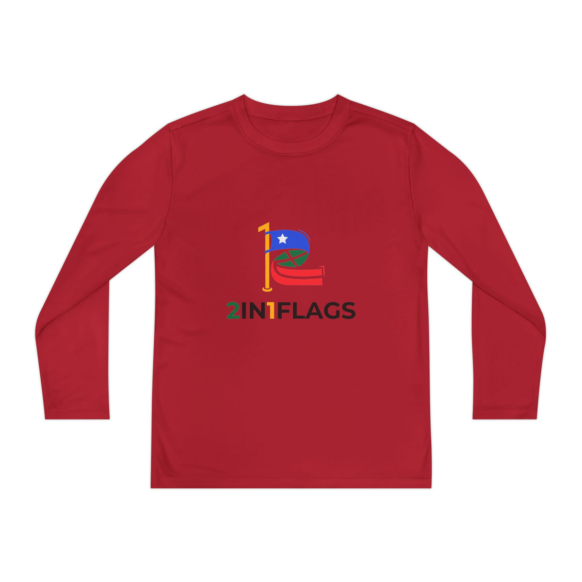 Custom 2in1 Flag Youth Long Sleeve Tee with custom dual flag design
