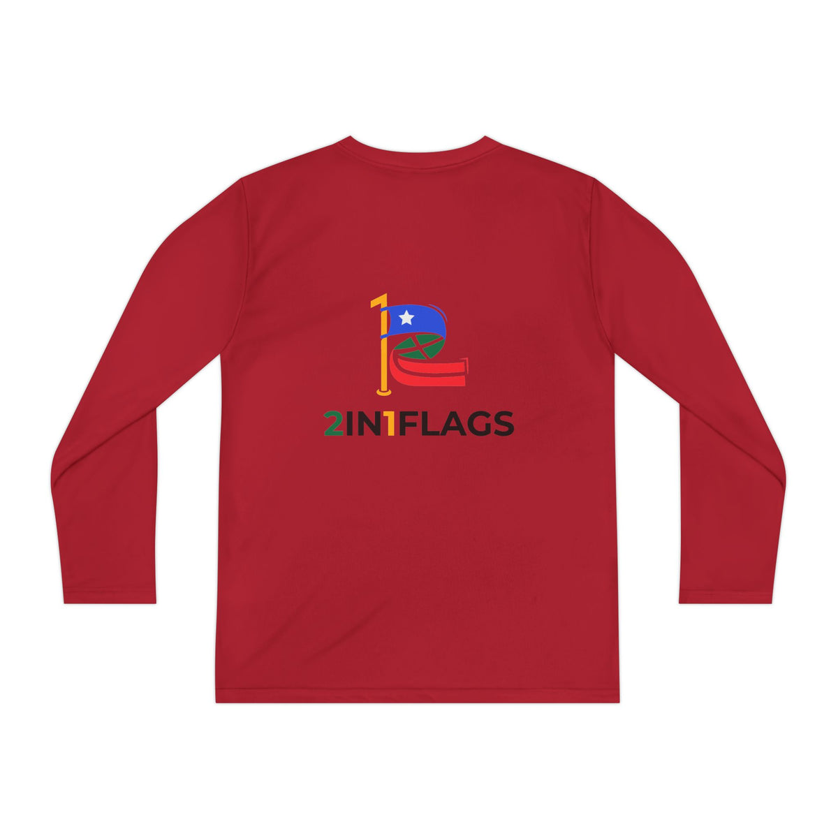 Custom 2in1 Flag Youth Long Sleeve Tee with custom dual flag design