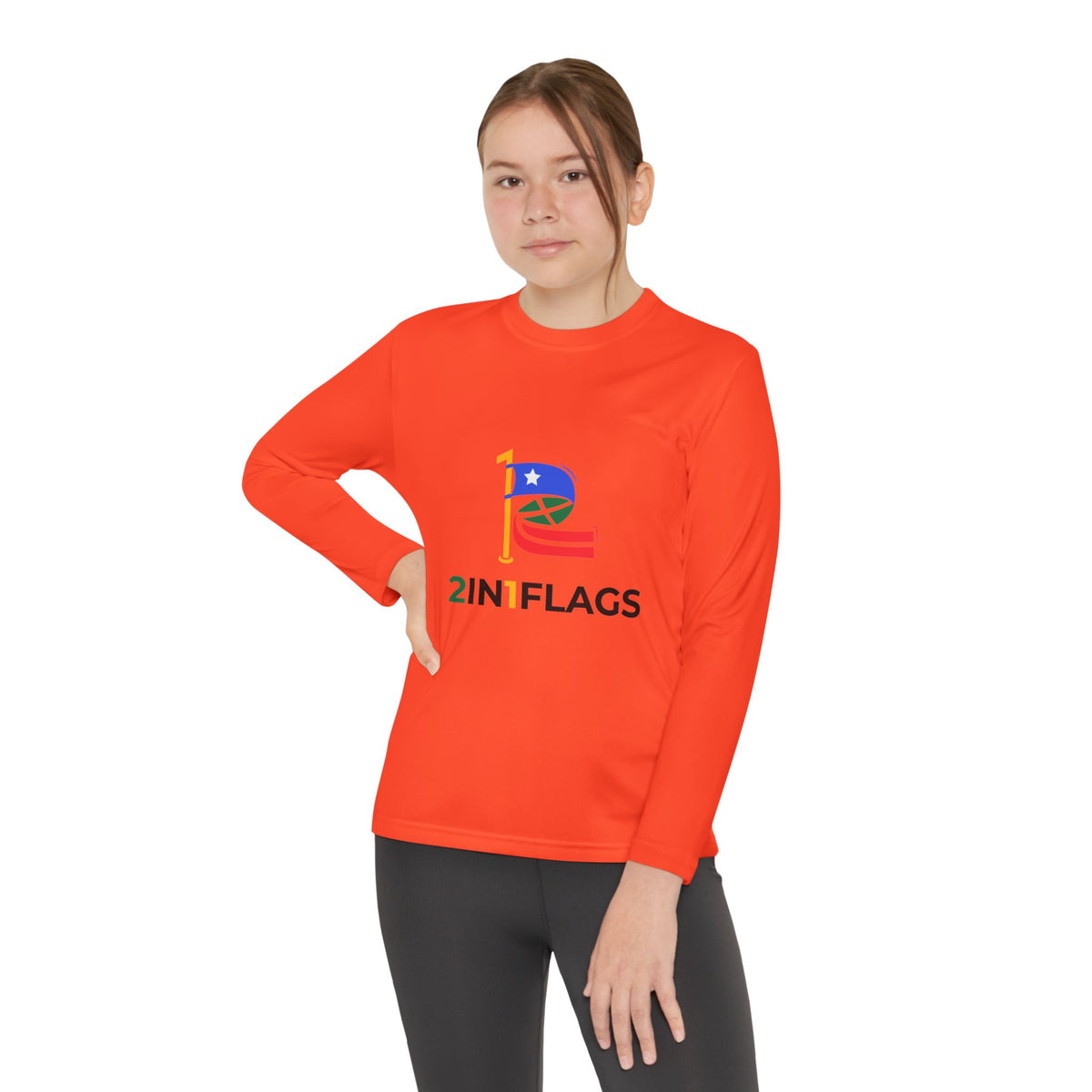 Custom 2in1 Flag Youth Long Sleeve Tee with custom dual flag design