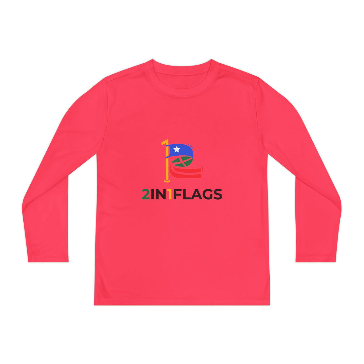 Custom 2in1 Flag Youth Long Sleeve Tee with custom dual flag design