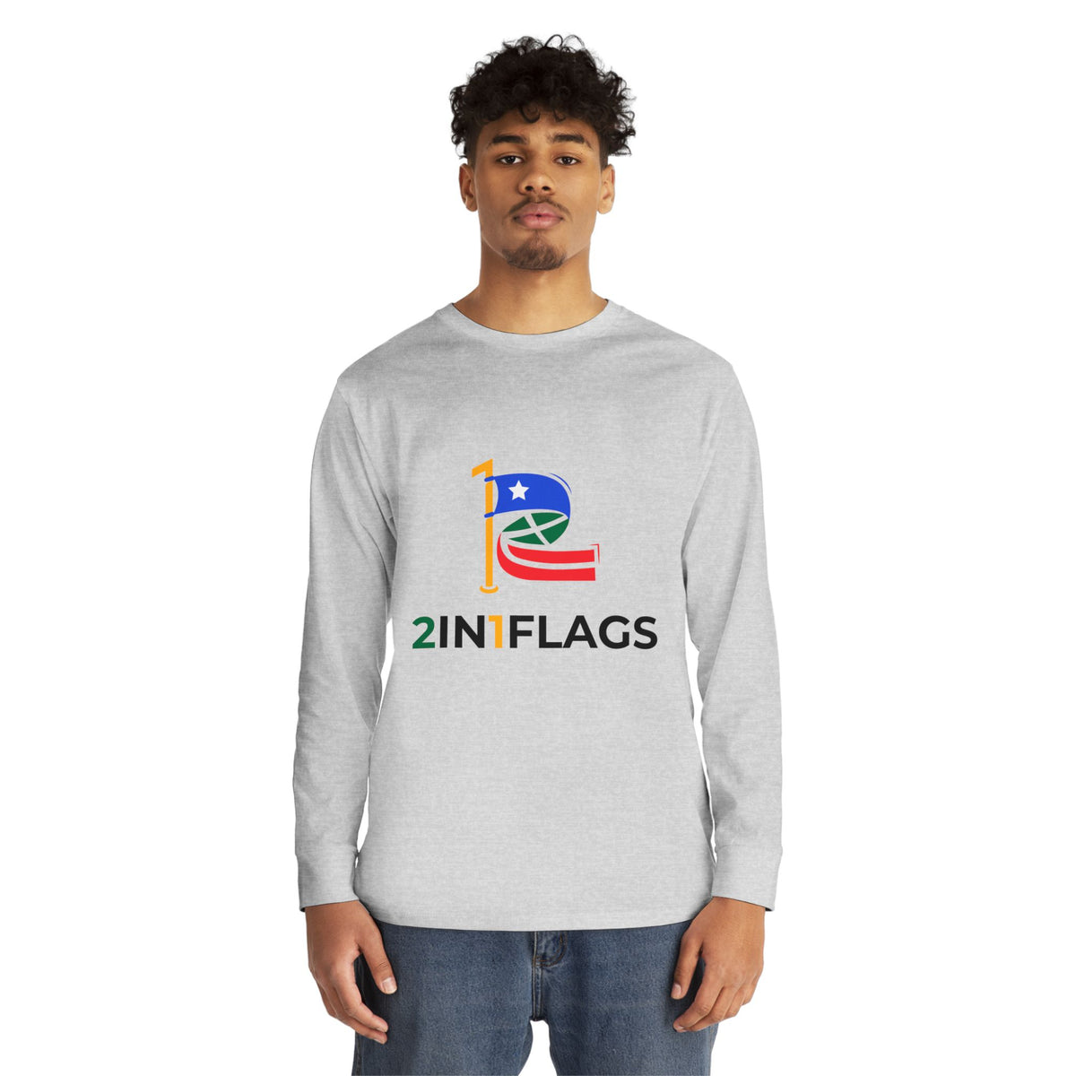 Custom 2in1 Flag Long Sleeve Tee with custom dual flag design