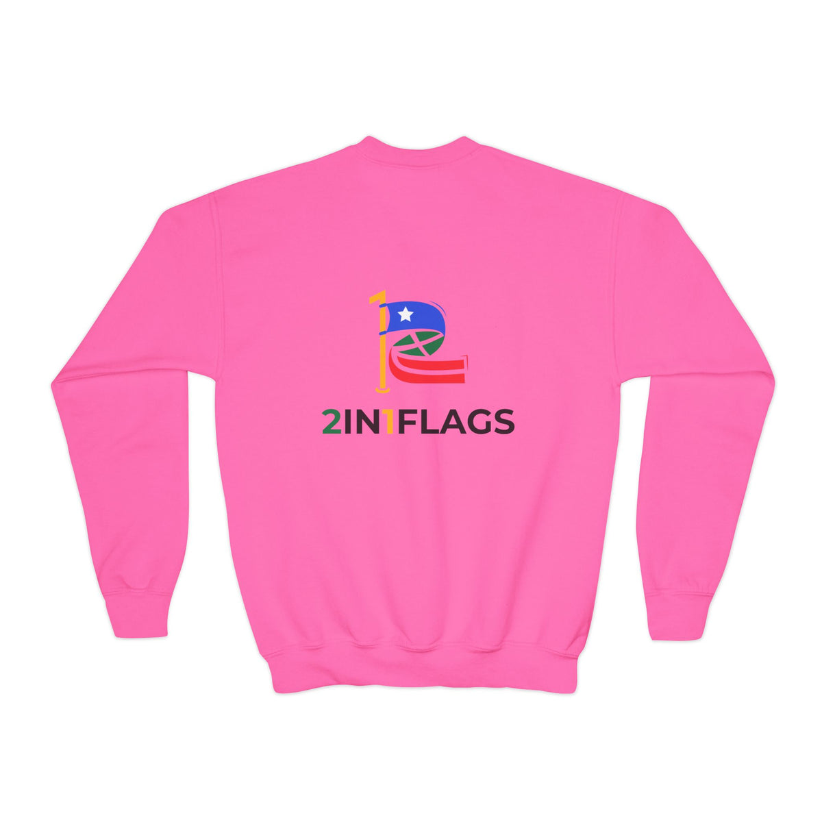 Custom 2in1 Flag Youth Crewneck Sweatshirt with custom dual flag design