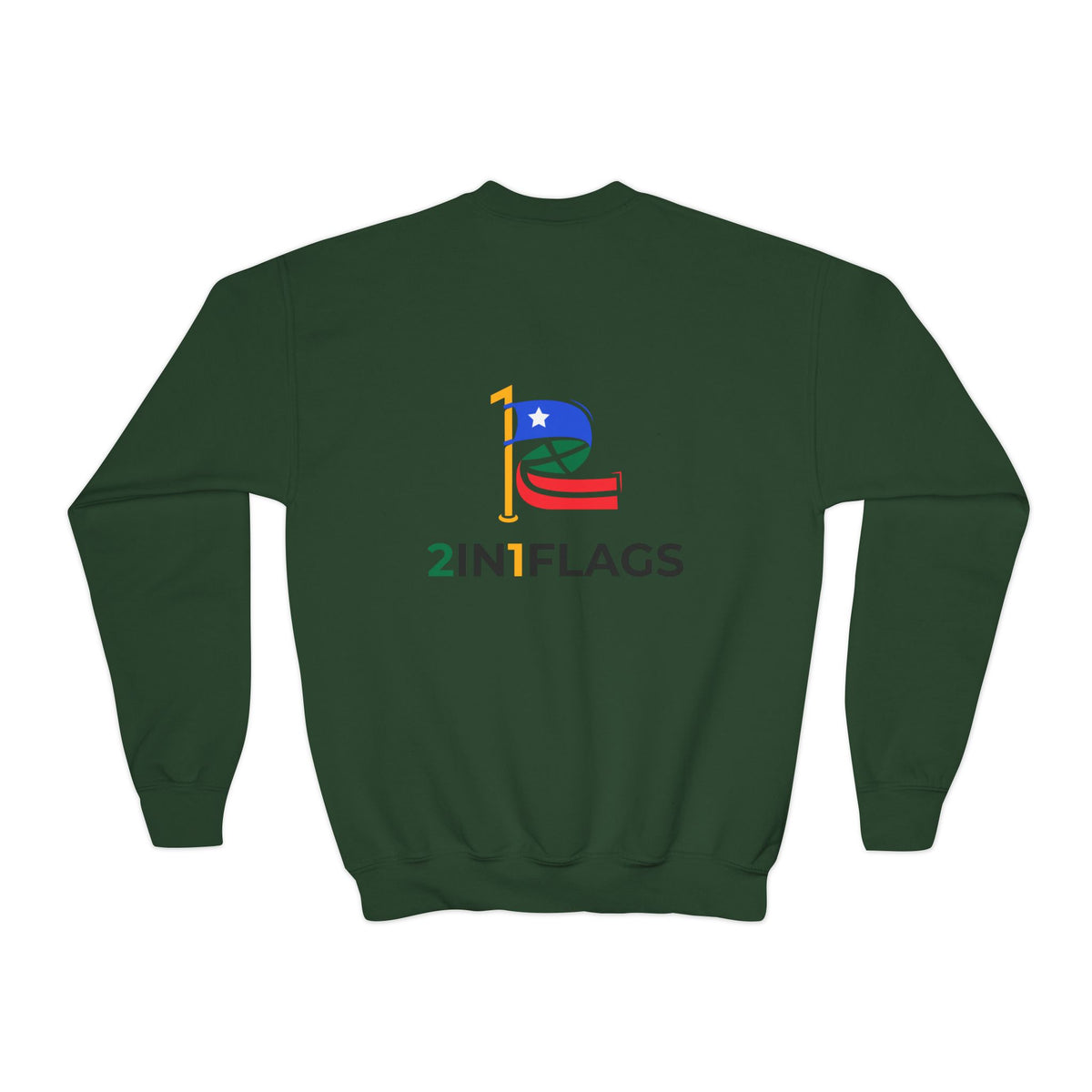 Custom 2in1 Flag Youth Crewneck Sweatshirt with custom dual flag design
