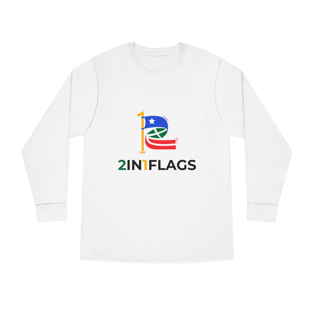 Custom 2in1 Flag Long Sleeve Tee in Army Green with custom dual flag design