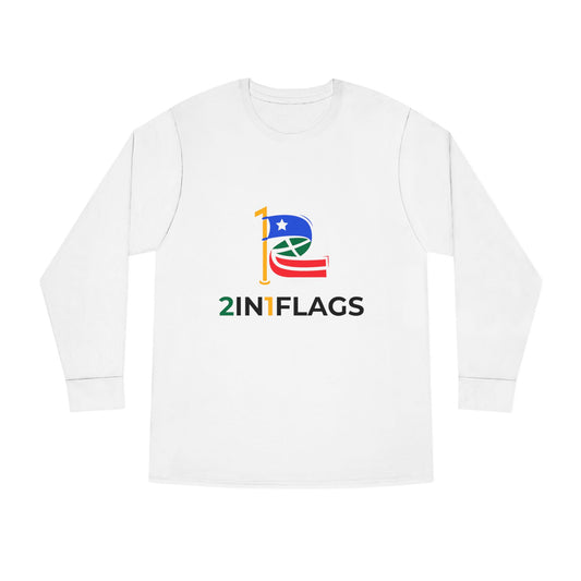 Custom 2in1 Flag Long Sleeve Tee in Army Green with custom dual flag design