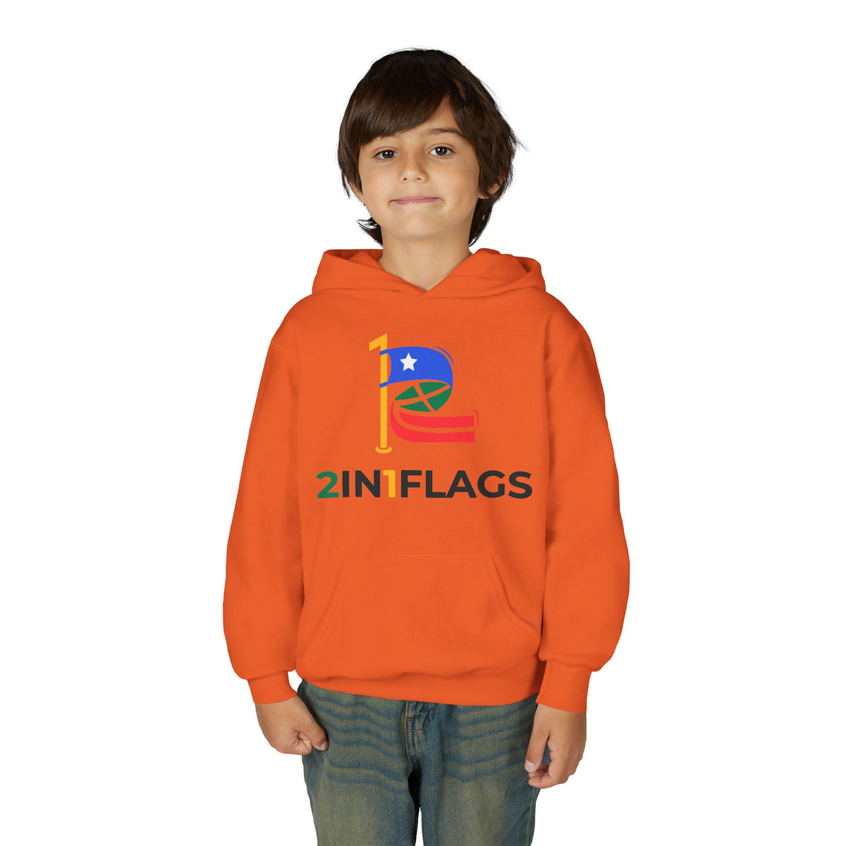 Custom 2in1 Flag Youth Hoodie with custom dual flag design