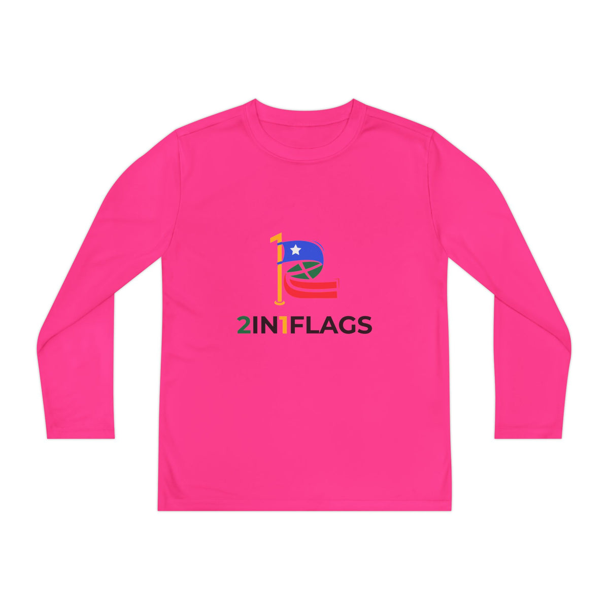 Custom 2in1 Flag Youth Long Sleeve Tee with custom dual flag design