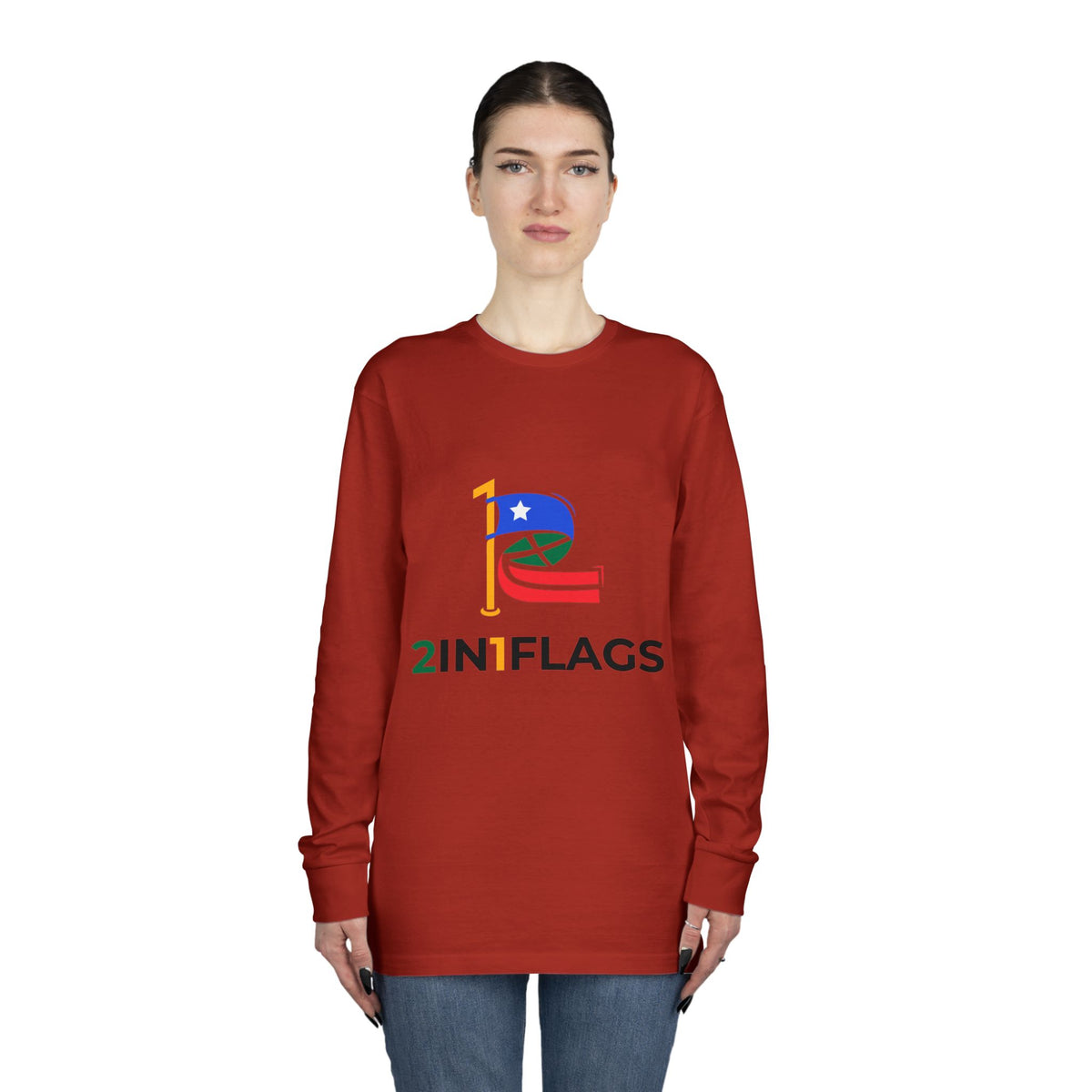 Custom 2in1 Flag Long Sleeve Tee with custom dual flag design