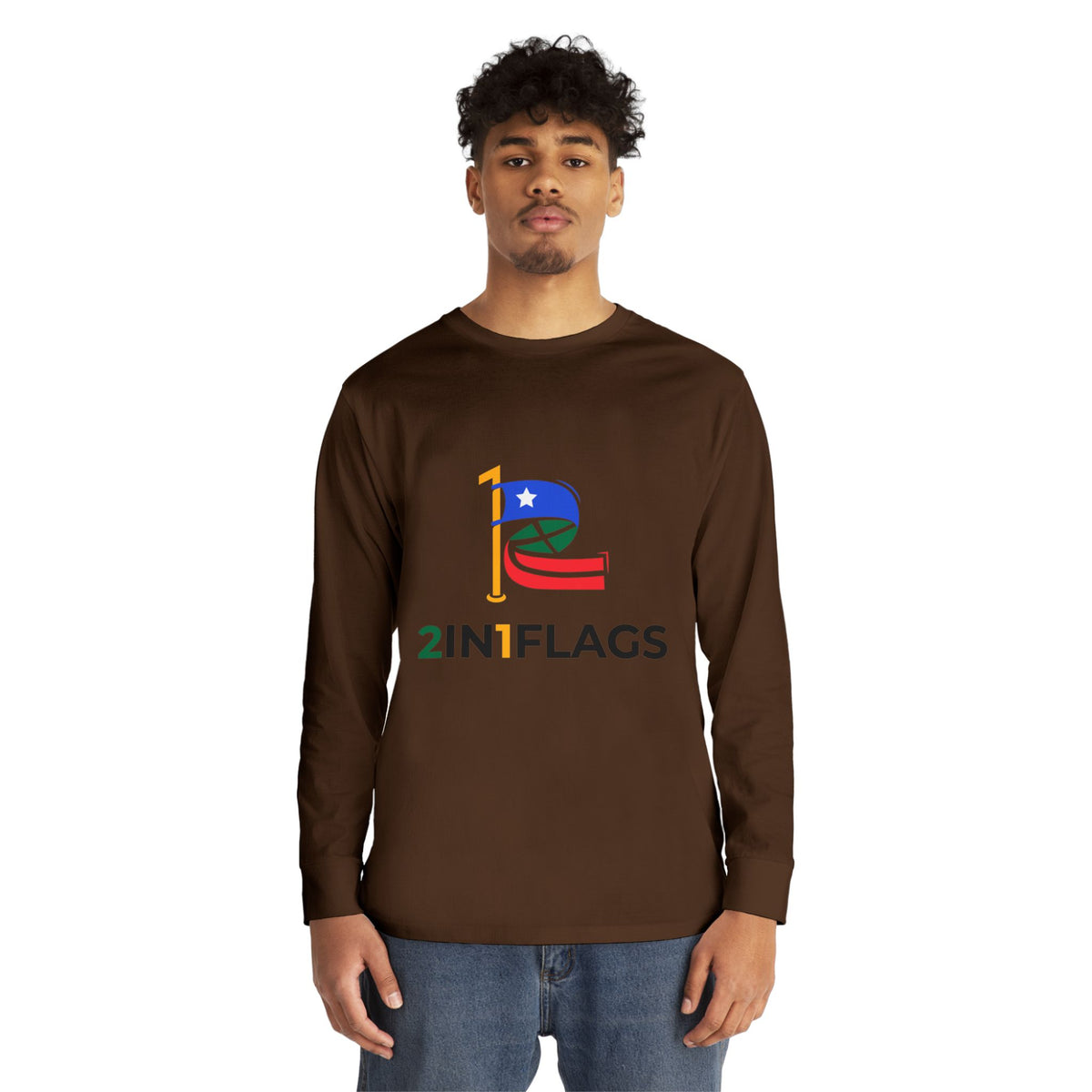 Custom 2in1 Flag Long Sleeve Tee with custom dual flag design