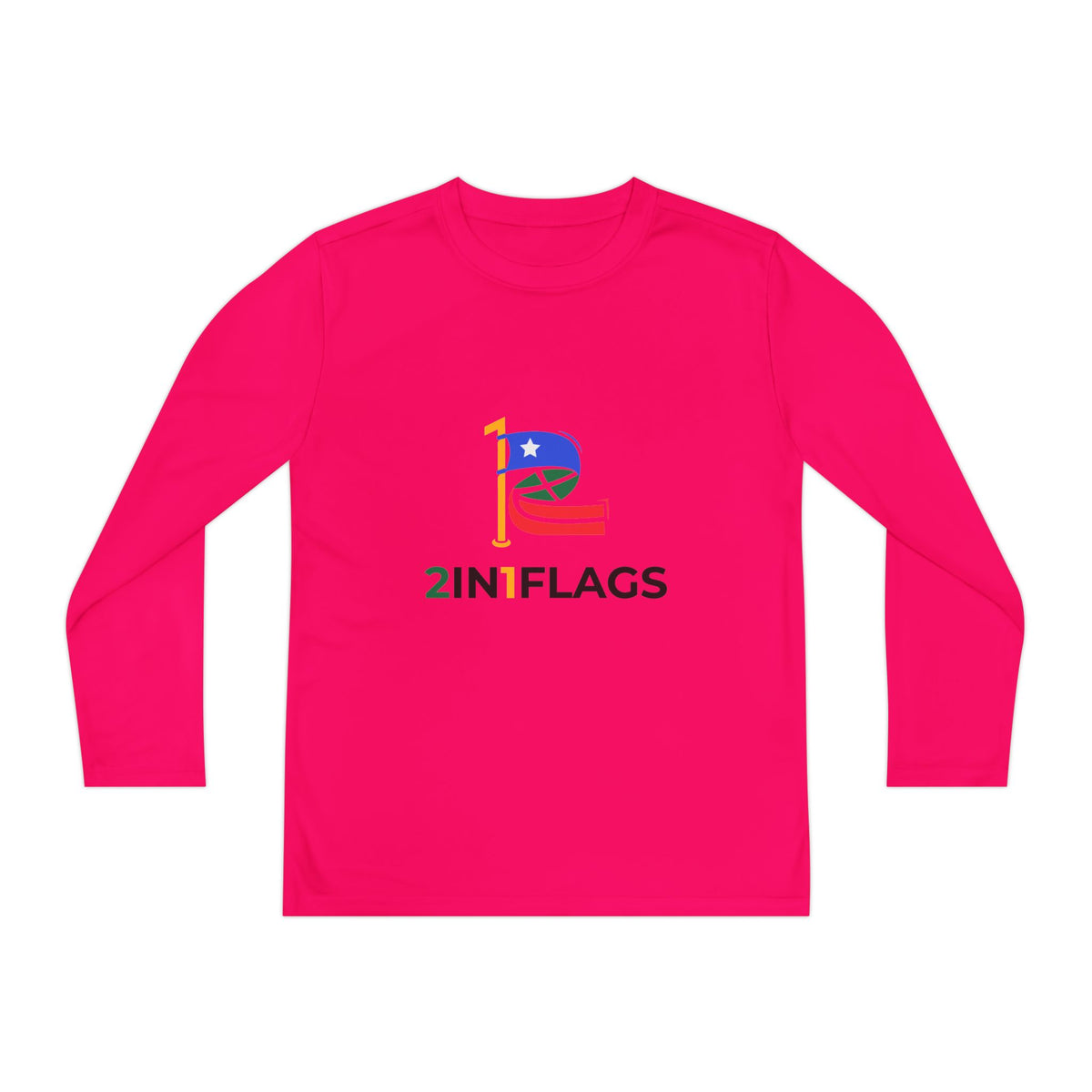 Custom 2in1 Flag Youth Long Sleeve Tee with custom dual flag design