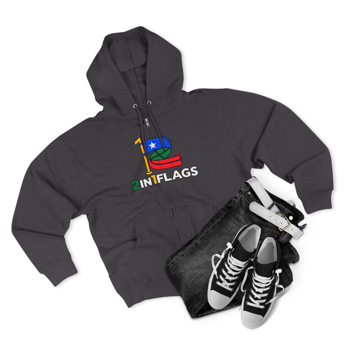 Custom 2in1 Flag Zip Hoodie with custom dual flag design