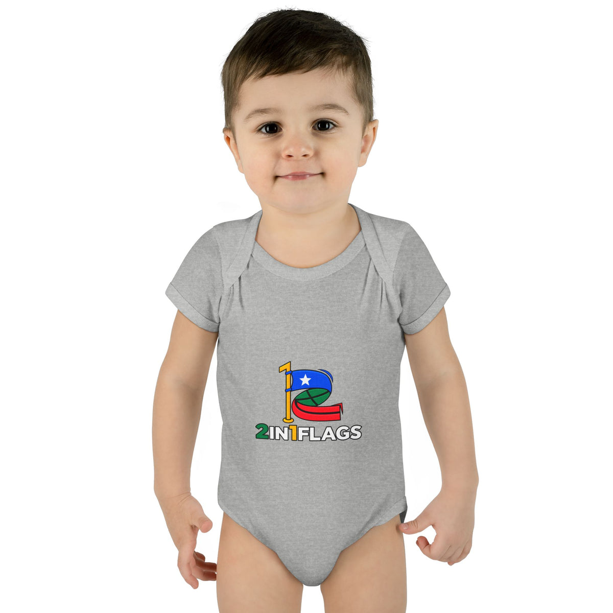 Custom 2in1 Flag Baby Bodysuit with custom dual flag design