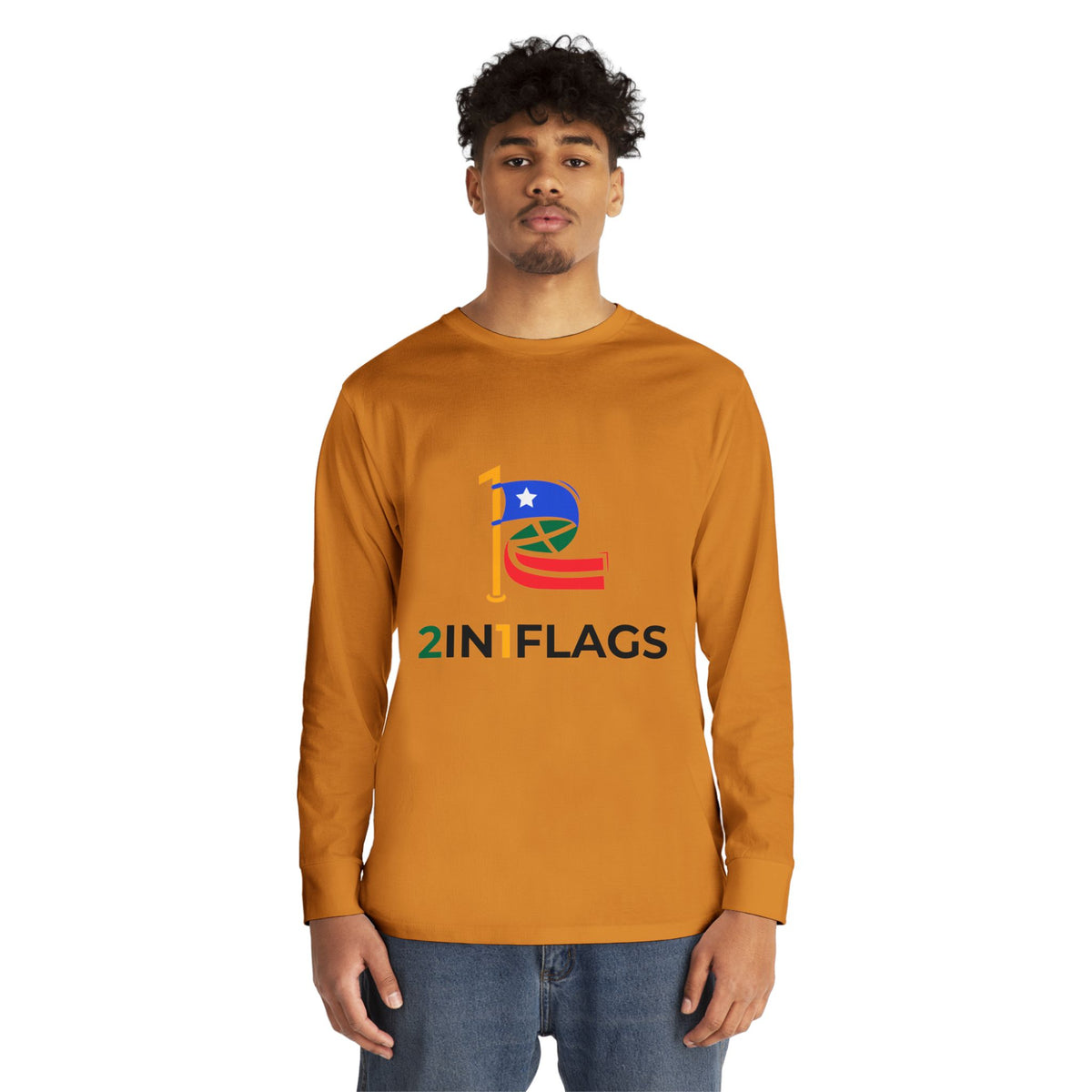 Custom 2in1 Flag Long Sleeve Tee with custom dual flag design