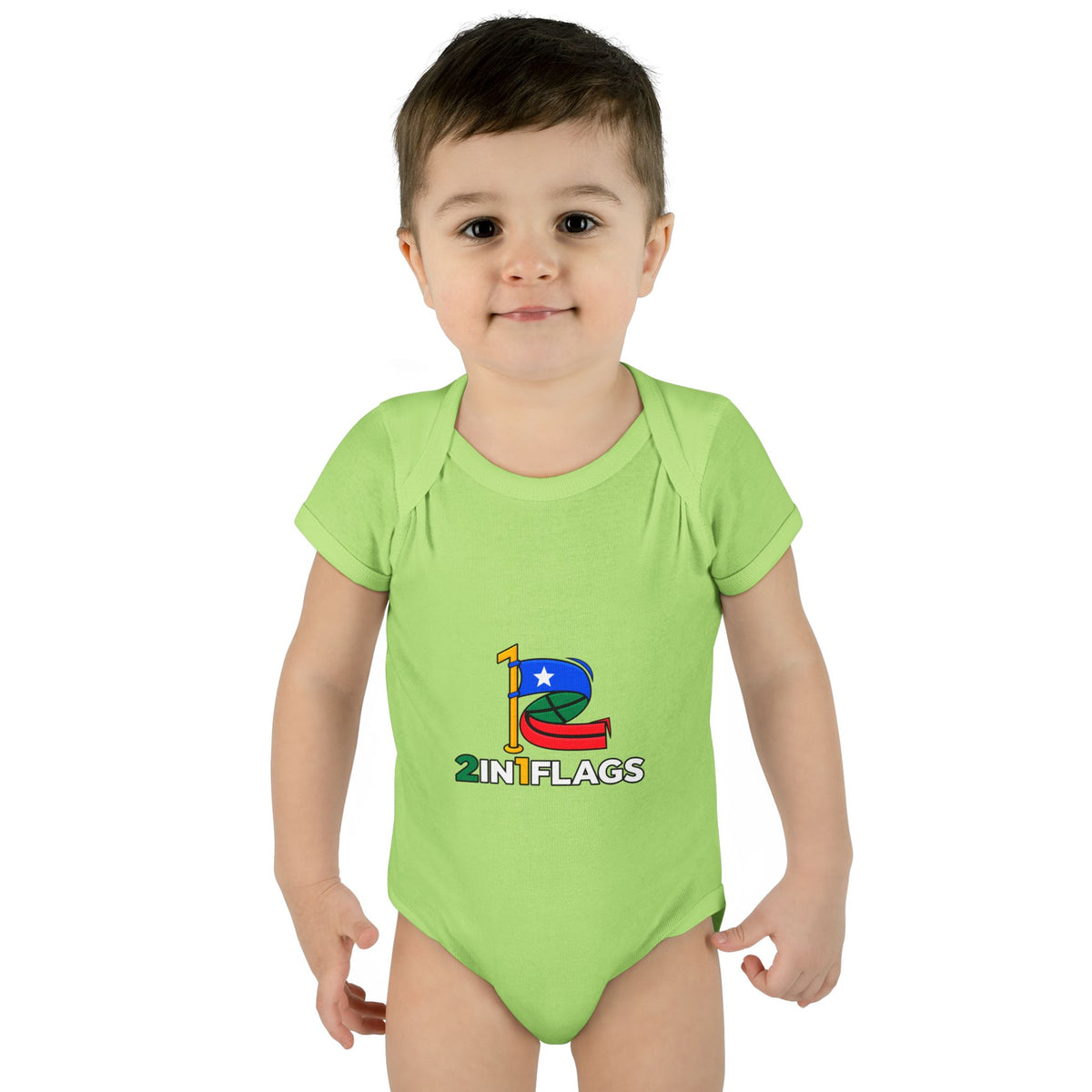 Custom 2in1 Flag Baby Bodysuit with custom dual flag design