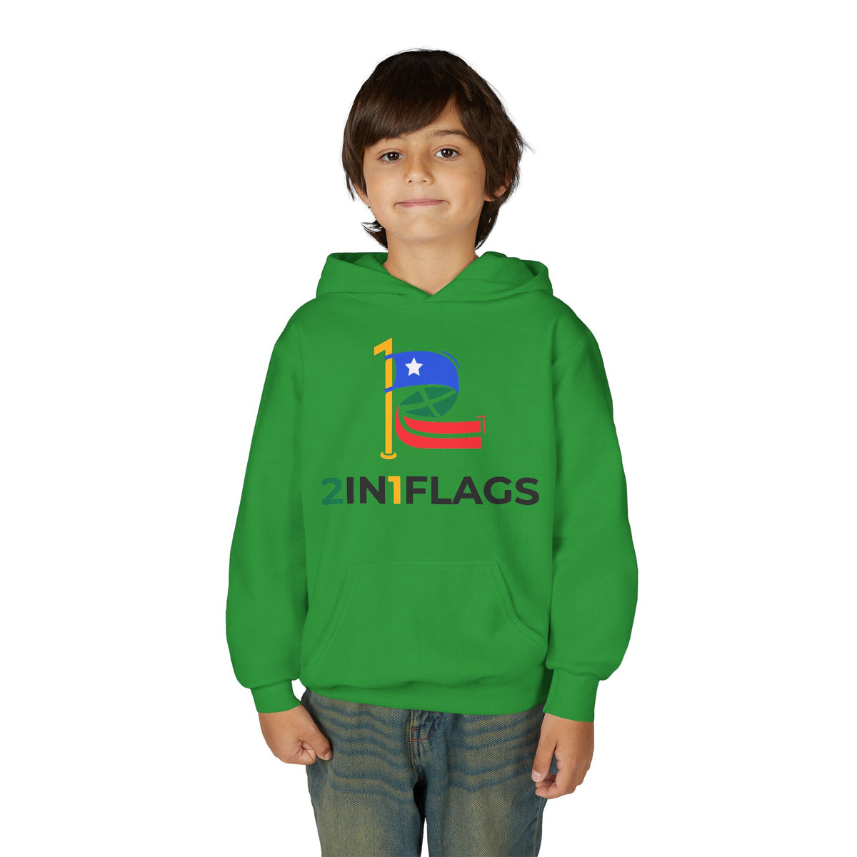 Custom 2in1 Flag Youth Hoodie with custom dual flag design