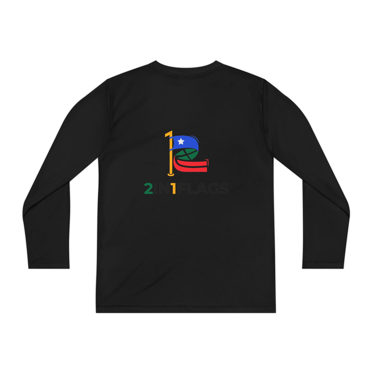 Custom 2in1 Flag Youth Long Sleeve Tee with custom dual flag design