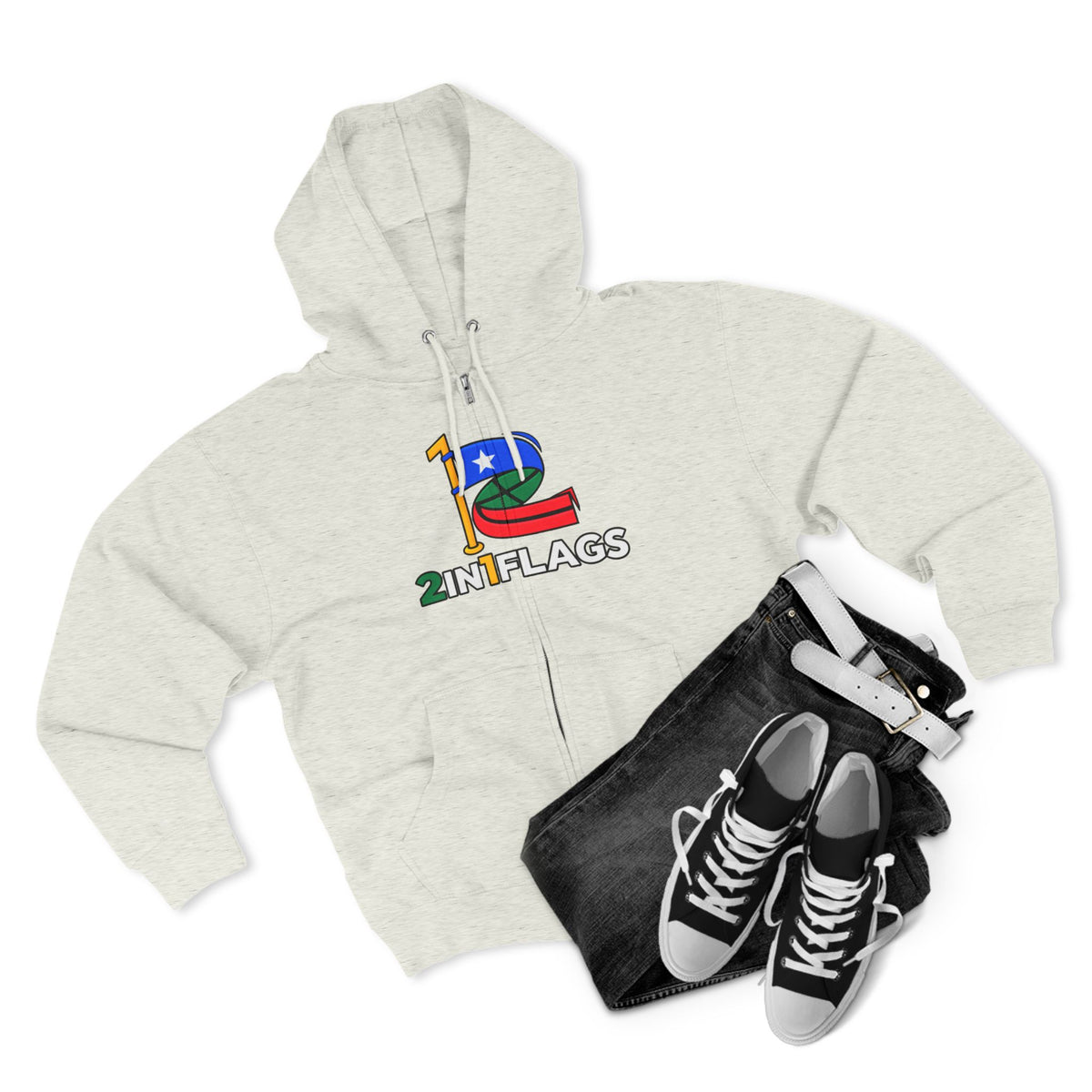 Custom 2in1 Flag Zip Hoodie with custom dual flag design