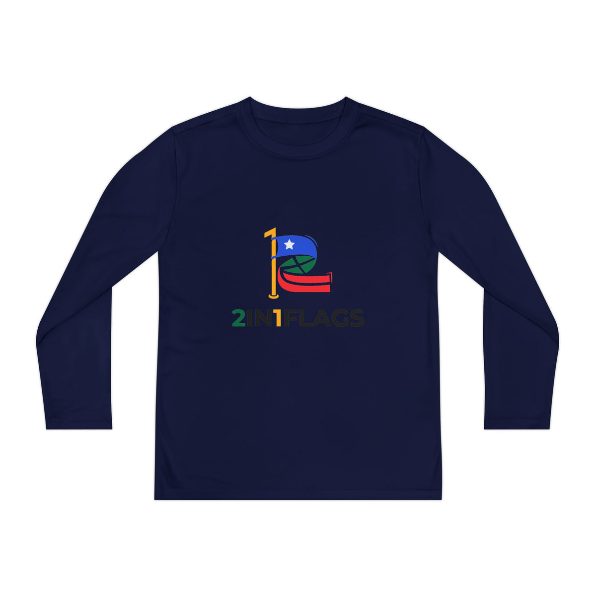 Custom 2in1 Flag Youth Long Sleeve Tee with custom dual flag design