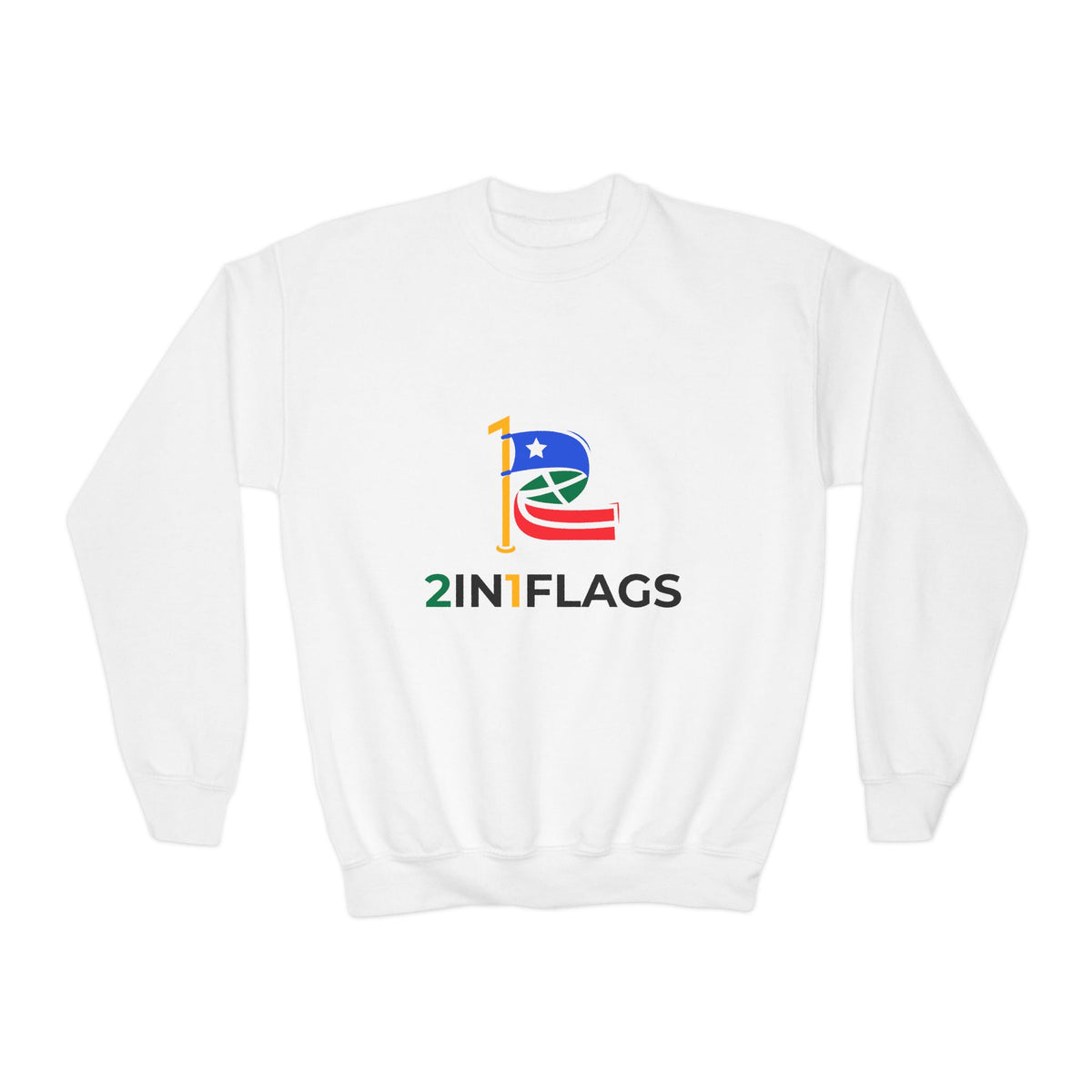 Custom 2in1 Flag Youth Crewneck Sweatshirt in Maroon with custom dual flag design