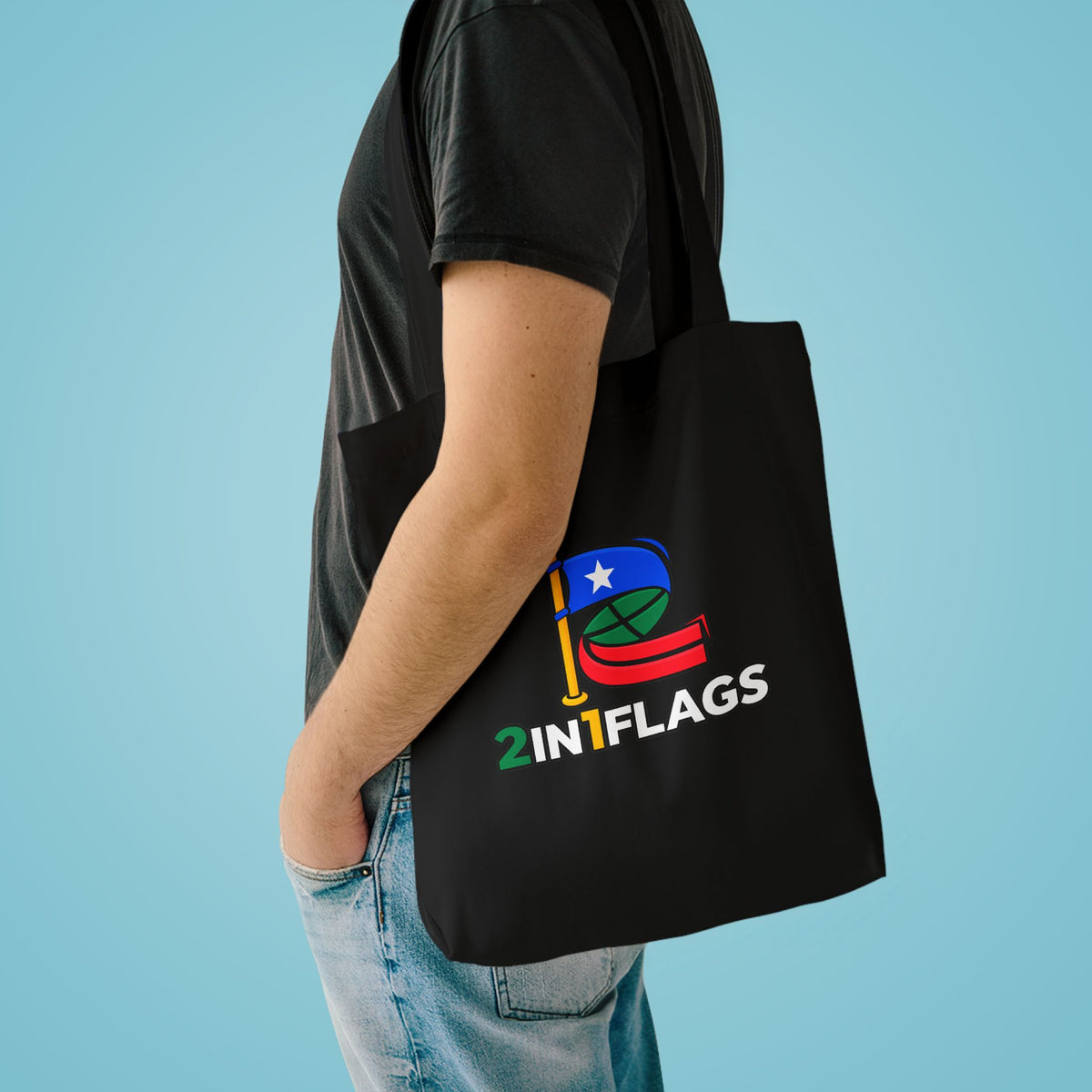 Custom 2in1 Flag Tote Bag with custom dual flag design