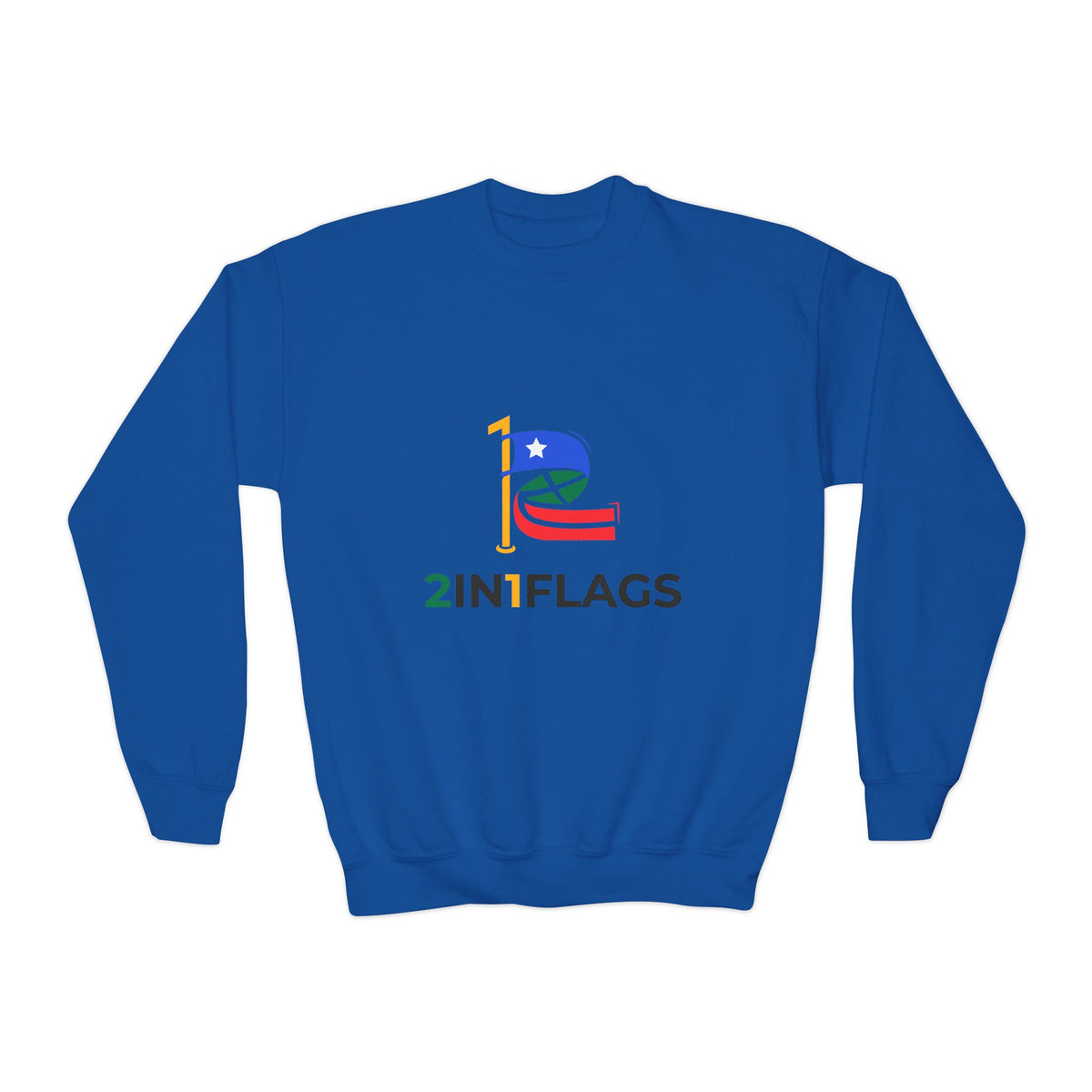 Custom 2in1 Flag Youth Crewneck Sweatshirt with custom dual flag design
