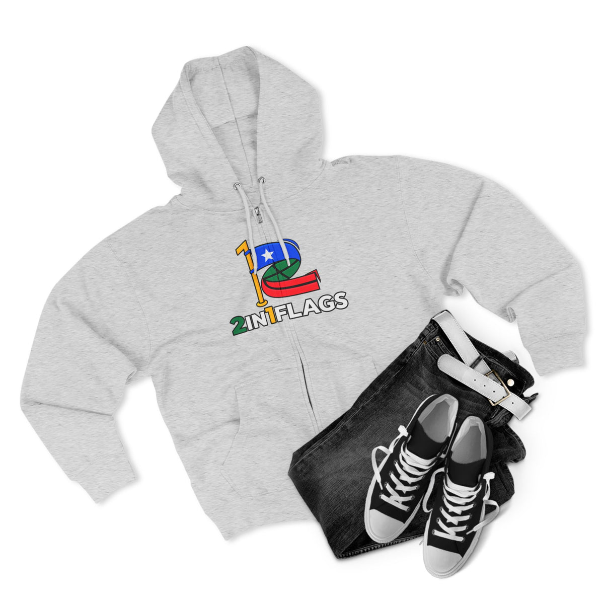 Custom 2in1 Flag Zip Hoodie with custom dual flag design